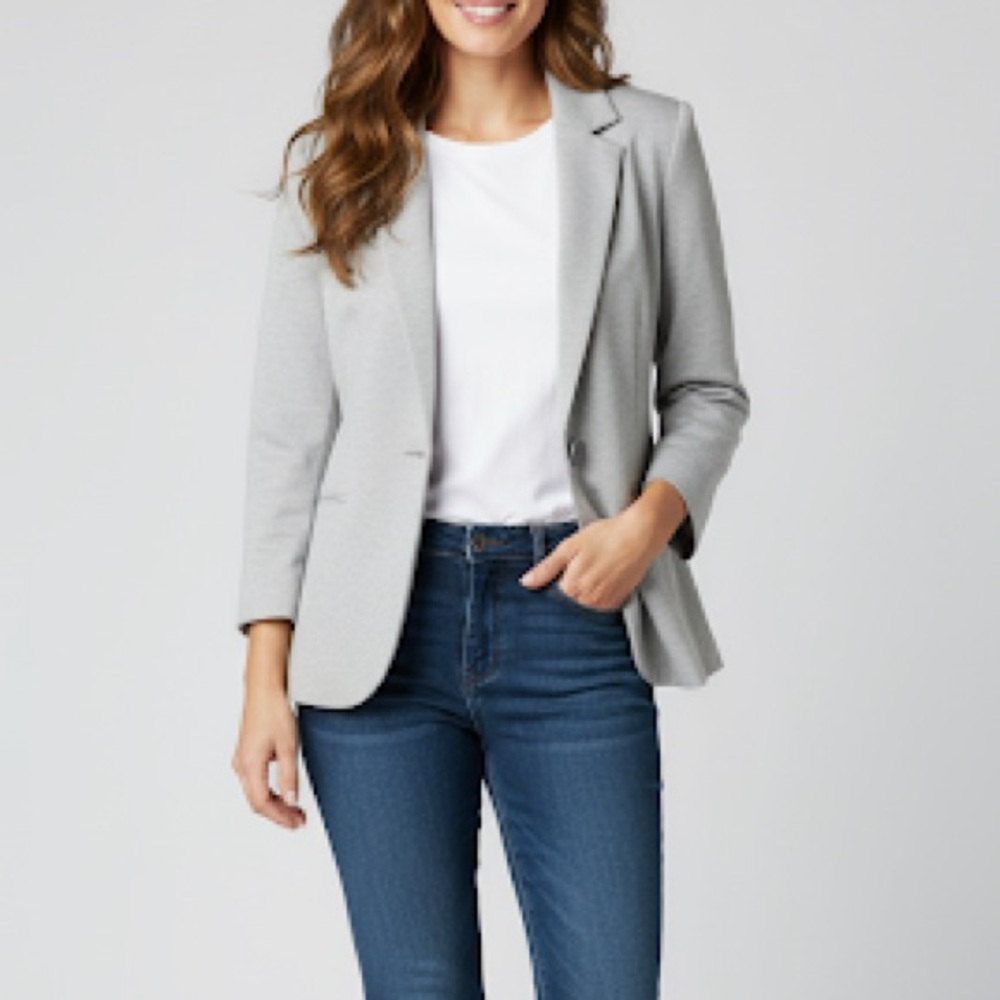 Nicole Miller Light Gray Single-Button Blazer